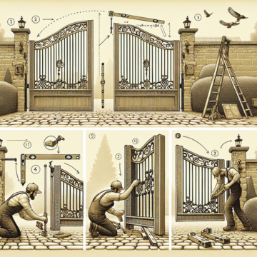 Illustration of swing gate installation process