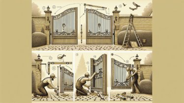 Illustration of swing gate installation process