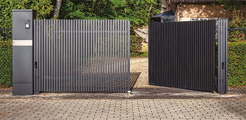 A single panel pivots on one side, providing a straightforward solution for securing entrances. This configuration is suitable for narrow openings and is commonly used in residential driveways and pedestrian entrances.