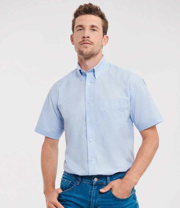 Russell Collection Short Sleeve Easy Care Oxford Shirt - Image 6